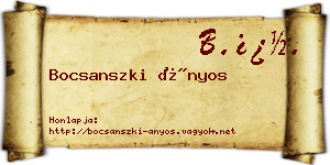 Bocsanszki Ányos névjegykártya